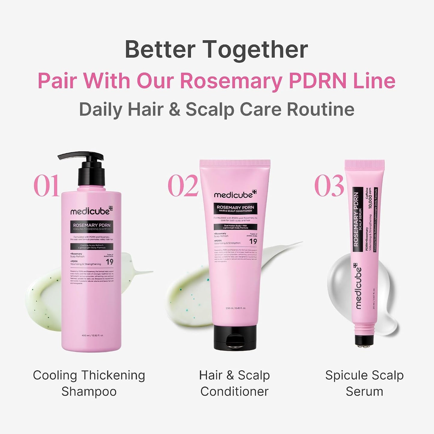 medicube Rosemary PDRN Korean Hair Care Set - Shampoo, Conditioner & Serum
